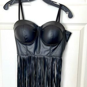 Black Fringe Crop top